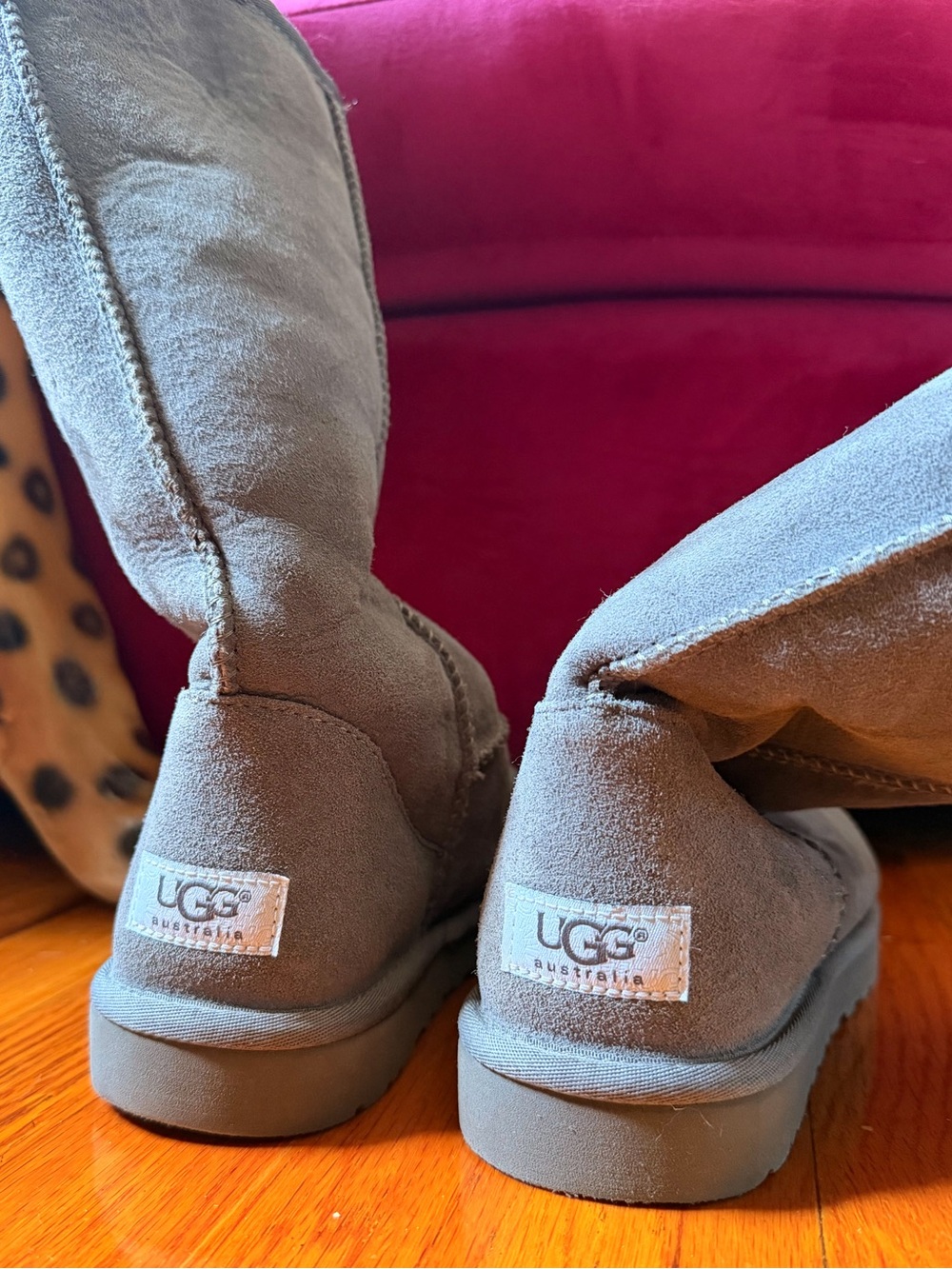 UGG Gray Suede Fleece-Lined Mid-Calf Boots - Picture 4 of 9